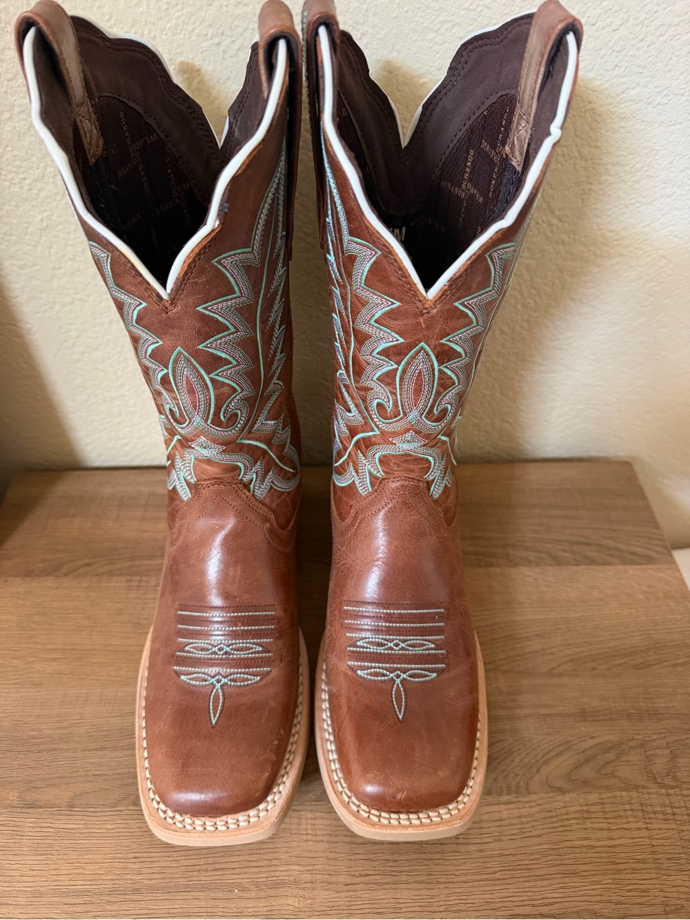 Durango Brown Leather Western Boots with Turquoise Stitching